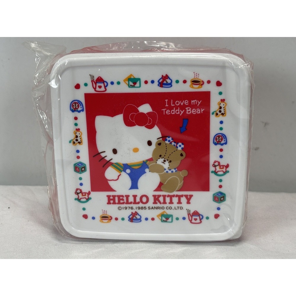 NEW! Vtg Hello Kitty Storage Container 1985 I Love My Teddy Plastic Japan Sanrio